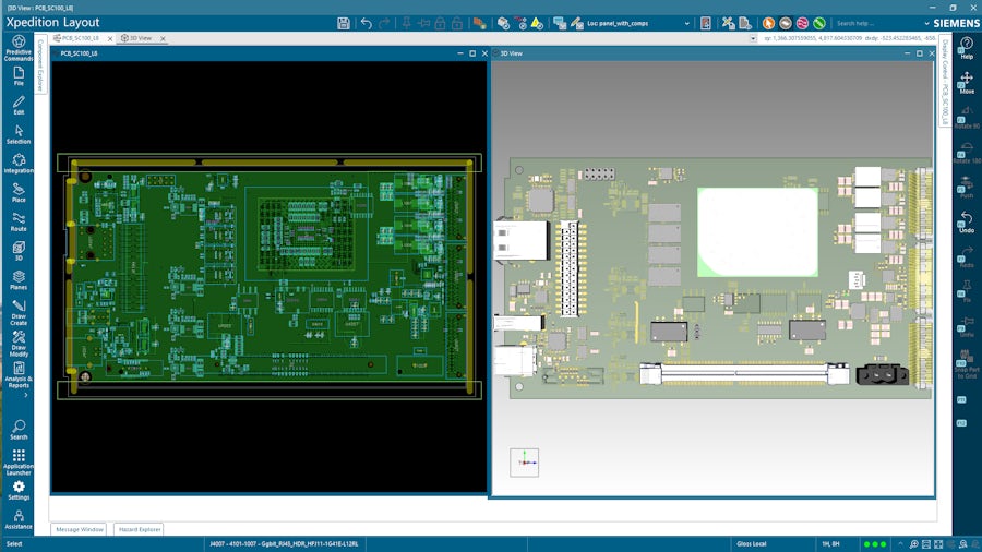 Screen capture in Xpedition Layout showing ECAD-MCAD collaboration