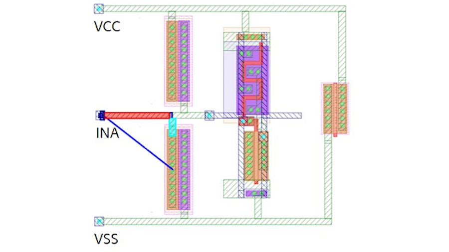 To find and eliminate ESD issues, polygon segments with a resistance violation are highlighted in different colors based on the percentage contribution of each polygon to the total effective resistance of the ESD path.