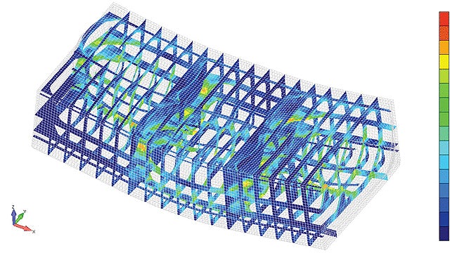 Simulation made with the use of Simcenter Femap software.