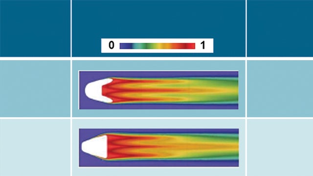 Figure 5: Comparison of cooling effectiveness and mass flow rate for a Nekomimi versus fan-shaped hole.