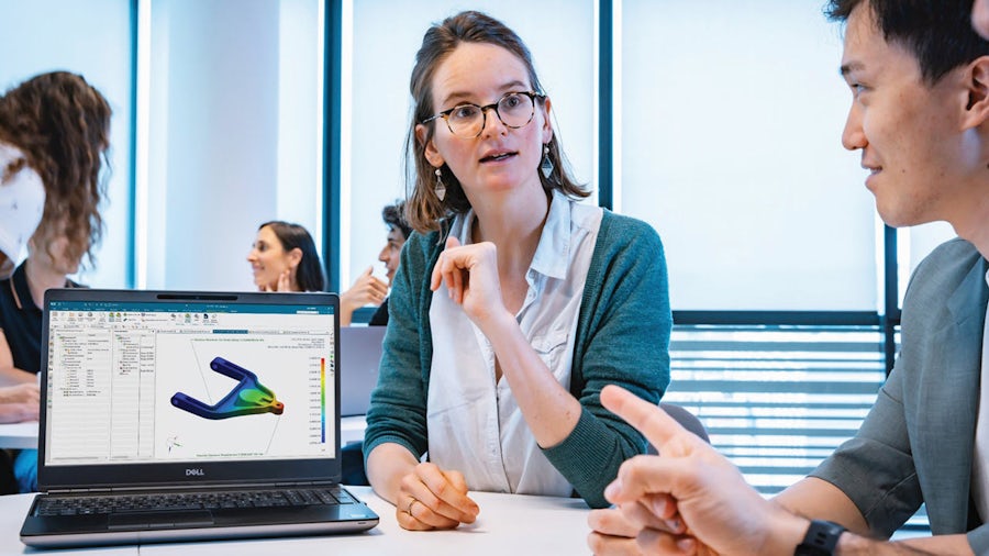 University engineering students performing structural simulation with Simcenter 3D Student Edition