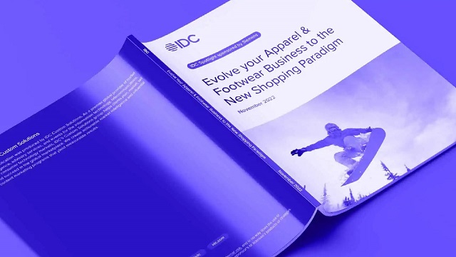 Opened book with the title, "Evolve your apparel & footwear business to the new shopping paradigm."