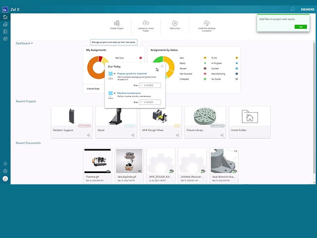 View of project operations and management board interface in Zel X.
