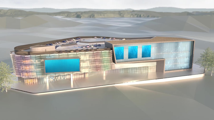 futuristic shopping center