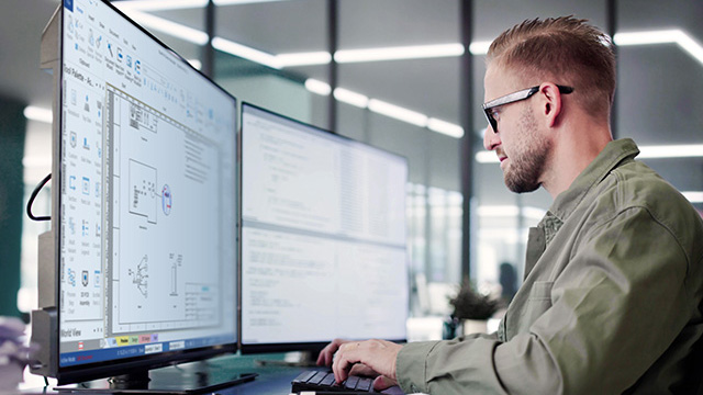 An engineer using the BluePrint-PCB viewer.