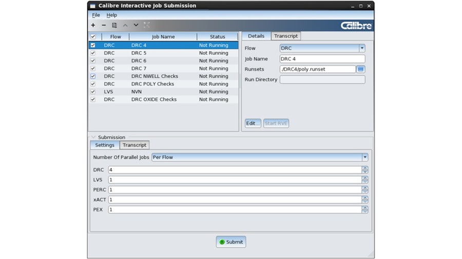 Screenshot of Calibre Interactive MJS GUI.