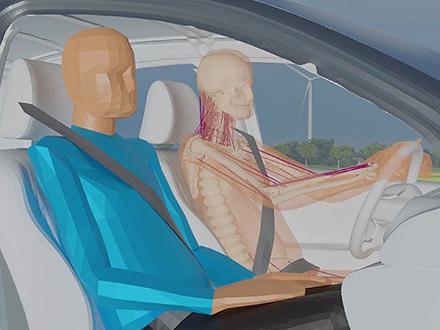 CFD simulation of two people in a car with the Simcenter Madymo Software.