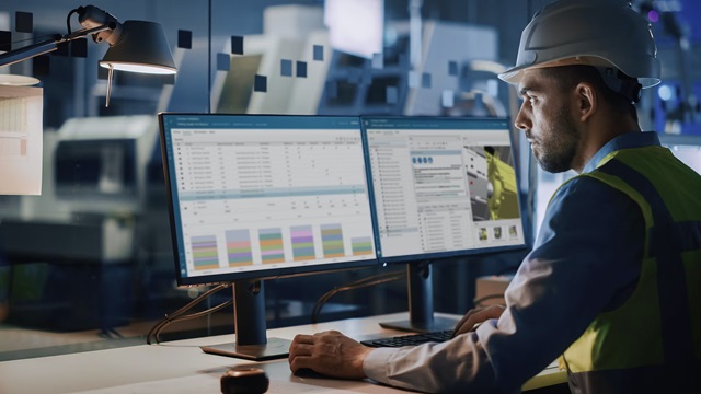 Engineer working on a computer.