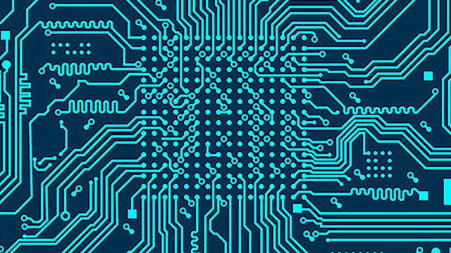 Illustration of circuits on a chip.