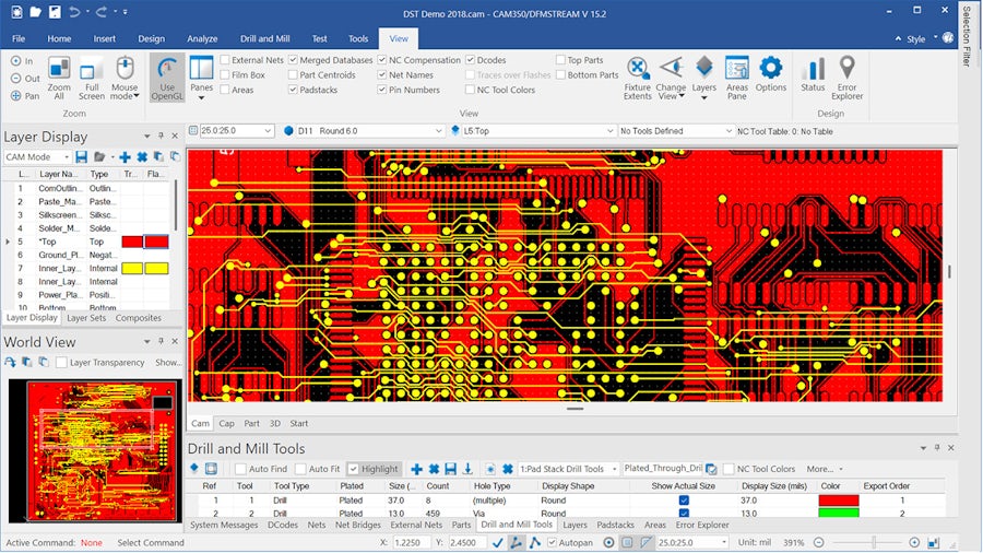 A view of CAM350 software.