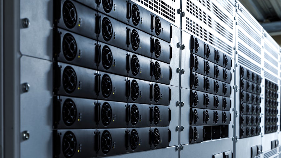 Rows of computers in a data center need cool conditions to properly function.