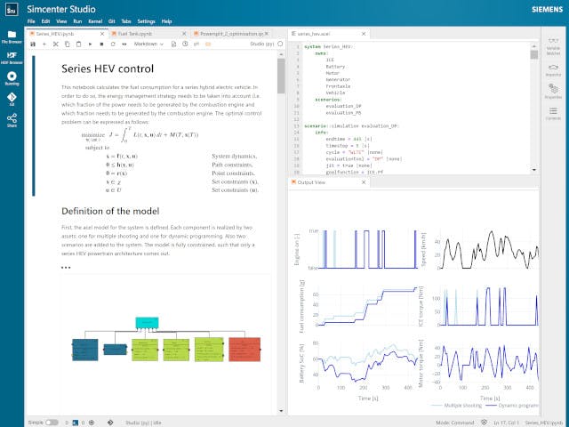 Schermata del dashboard di Simcenter Studio.