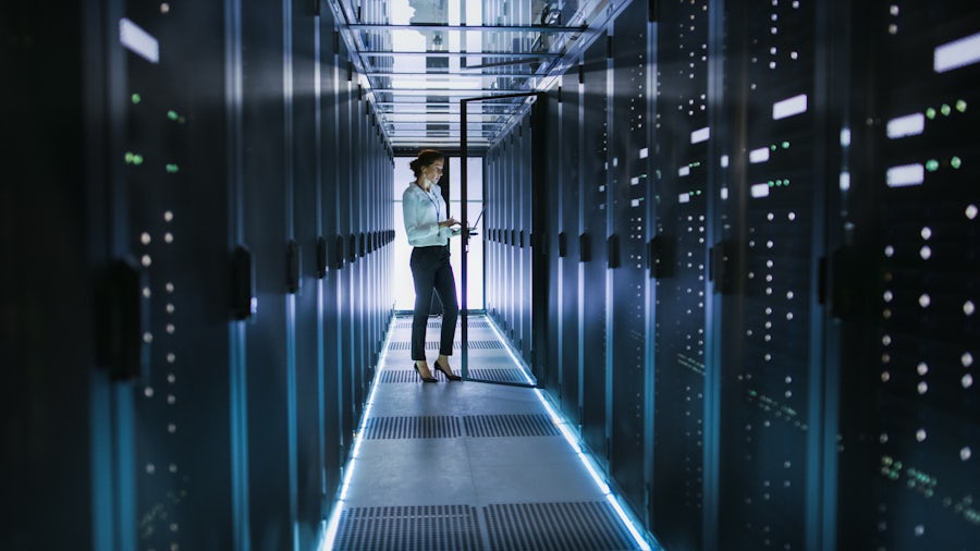 Girl in server farm