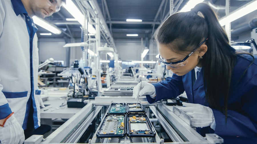 Image of a PCB assembly line 