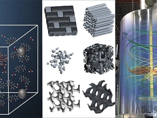 Visualisierungen von Materialien und Molekülen über die Simcenter-Software.