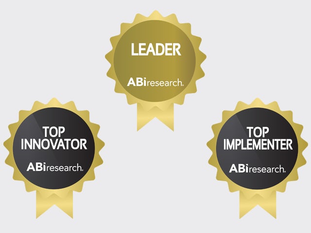 Three badges for QMS software awards by ABI Research: ‘Leader’, ‘Top Innovator’, and ‘Top Implementer’ in Quality Management.