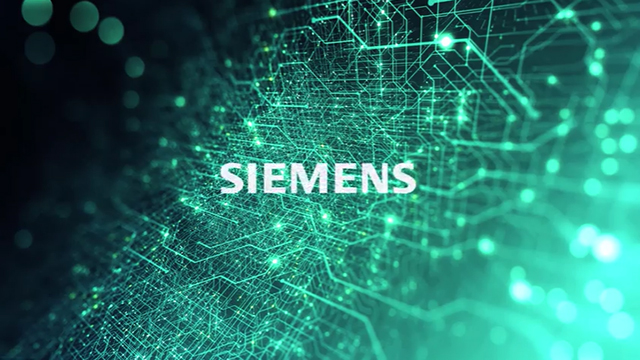 The name "Siemens" in front of blue line graphics