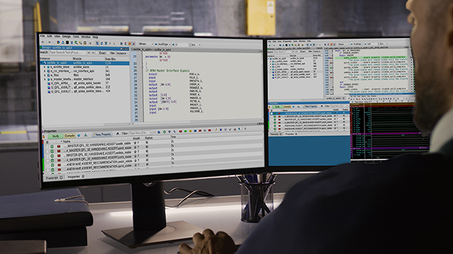 An engineer uses VIP-AMBA across two monitors.