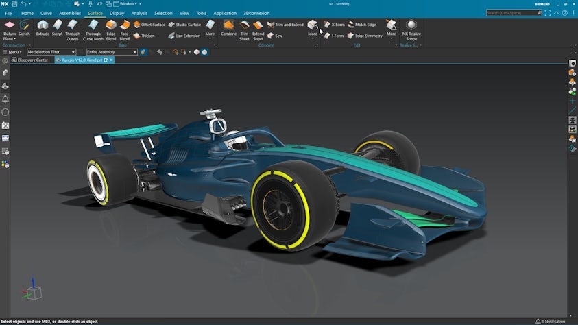 Regulatory 3D CAD model of Formula 1 car in software