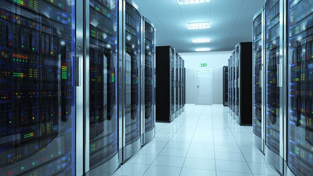 A room full of servers, making digital transformation a possibility