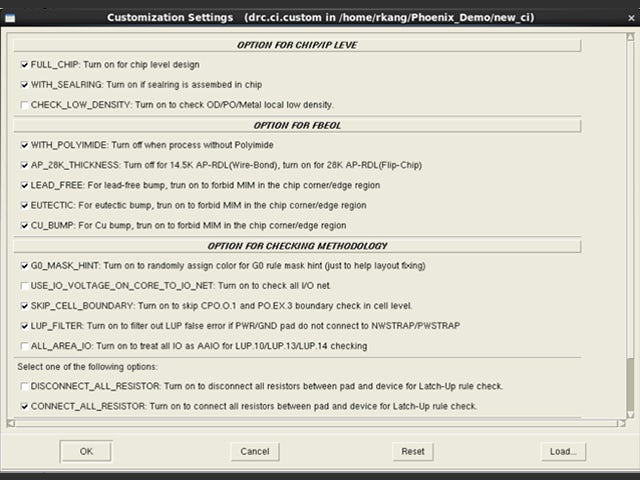 Calibre Interactive screenshot of run customization settings | The setup for Calibre jobs is encapsulated in a single runset file, simplifying setup and maintenance while enhancing reproducibility.