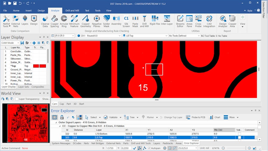 A screen shot of Valor DFMStream software.