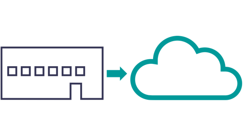 Diagram of a building with arrow pointing to cloud outline
