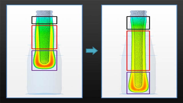 Glass forming process visuals from Simcenter software.
