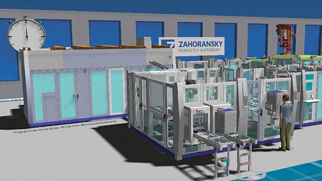 Close to reality: Machine builder ZAHORANSKY’s comprehensive digital twin of production in Tecnomatix Plant Simulation software.
