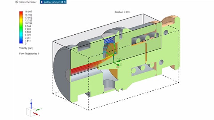 Fluid flow simulation in a piston valve with Simcenter FLOEFD for NX