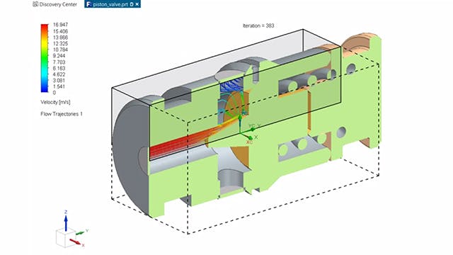 Simcenter FLOEFD for NX를 사용한 피스톤 밸브의 유체 흐름 시뮬레이션