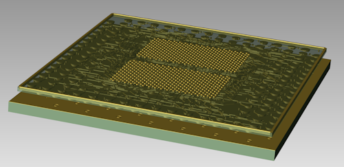 A 3D image in Xpedition Package Designer of an IC package