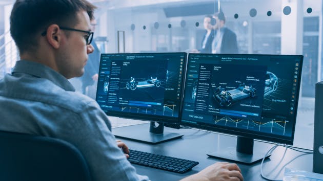 Vehicle engineers using Model-based Systems Engineering (MBSE) approach that helps automotive manufacturers remain competitive, agile, and cost-effective