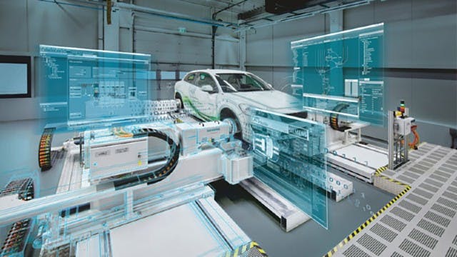 Streamline the electric vehicle manufacturing process with the utilization of a digital twin.