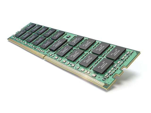 A computer memory DIMM card.