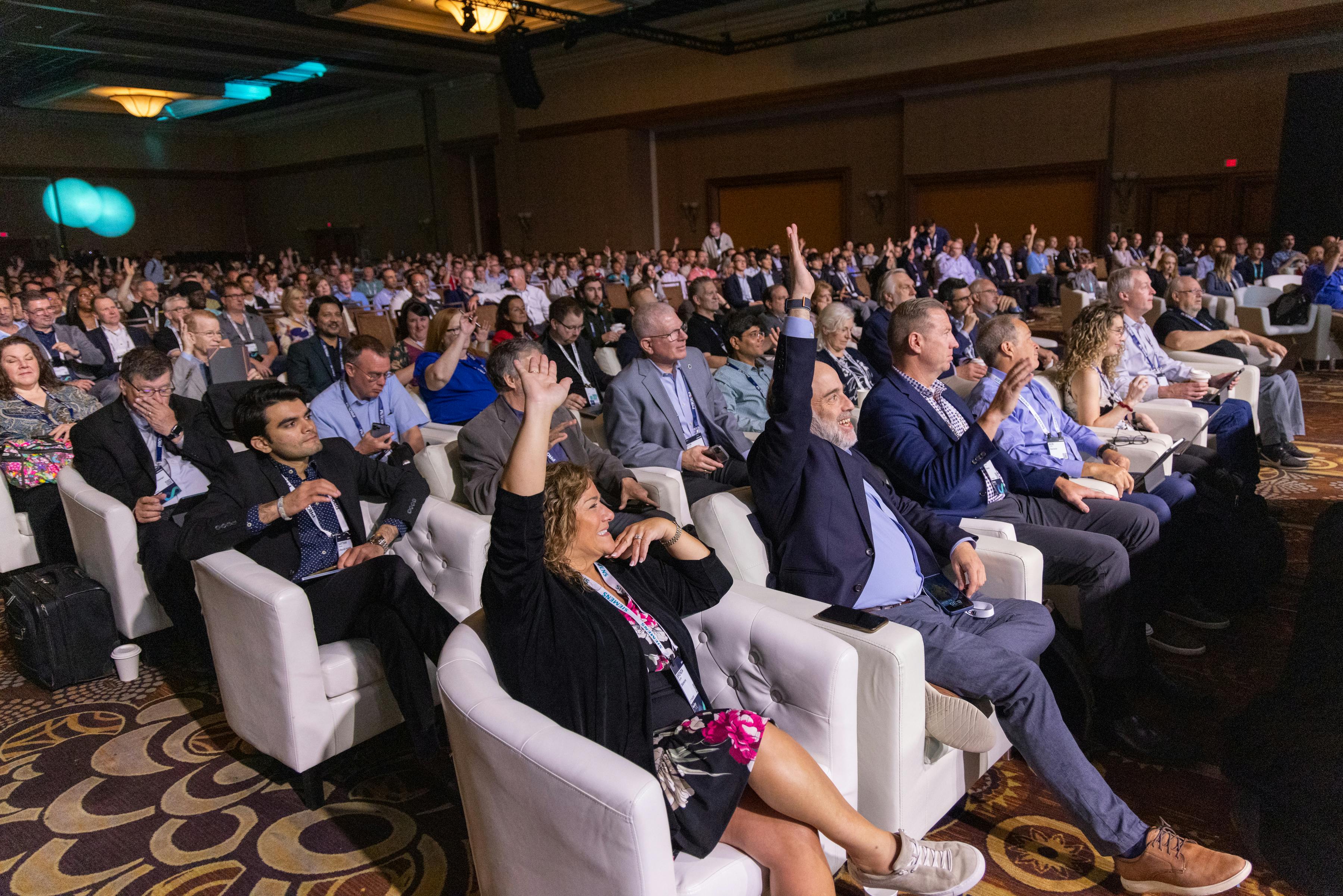 The crowd engages with the keynote speaker at Realize LIVE Americas