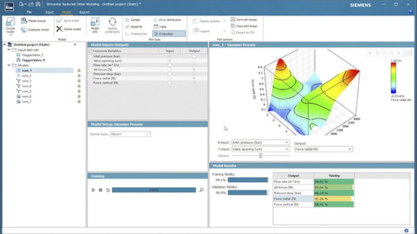 An automatic model training and validation in Simcenter Reduced Order Modeling.