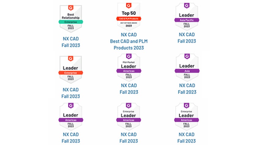 G2에서 수여한 2023년 가을 NX CAD 부문 '디지털 배지' 9개