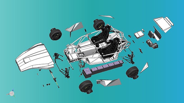 A visual of car components from the Simcenter software.