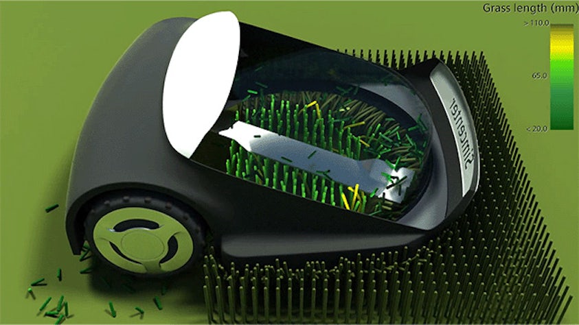 A lawnmower graphic from the Simcenter software.