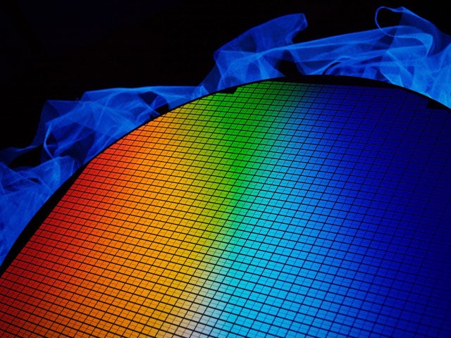Rainbow colors on a silicon wafer
