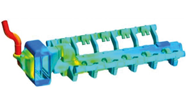 Simcenter STAR-CCM+ is being used to simulate transient gas dynamics in the complete charge air manifold design.