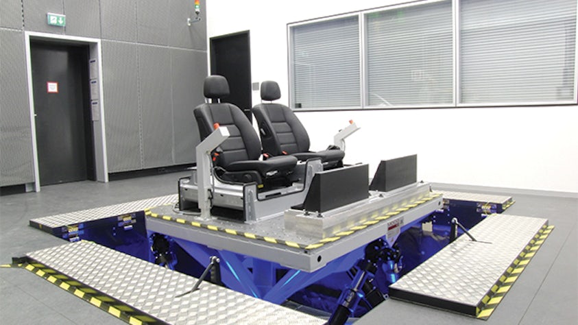 With its fast electric power, the ride simulator at the Mercedes Technology Center at Sindelfingen makes it possible to test drive ride characteristics of future vehicles in full.