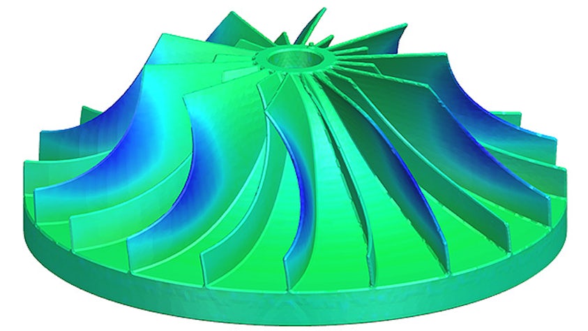 Simulation of a turbine part