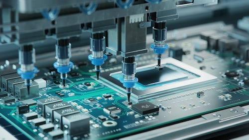 Image of a printed circuit board (PCB) used in electronics manufacturing