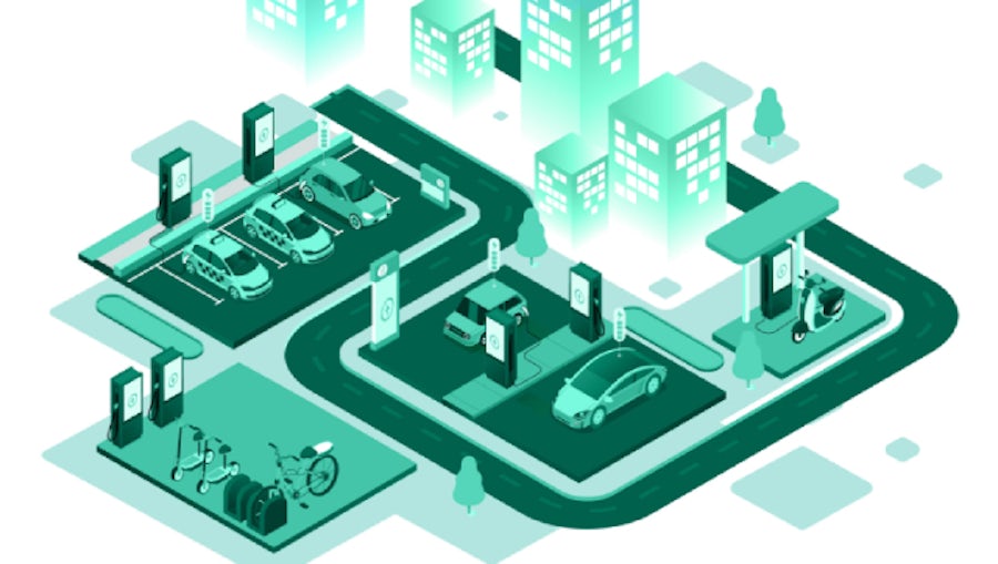 Infographic illustrating vehicle electrification trends in EV market growth, global competition, sustainability, connectivity, and solutions.
