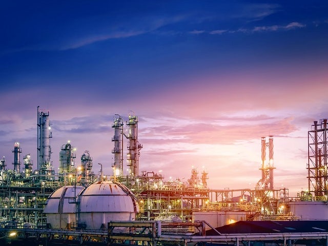 petrochemical plant at sunrise