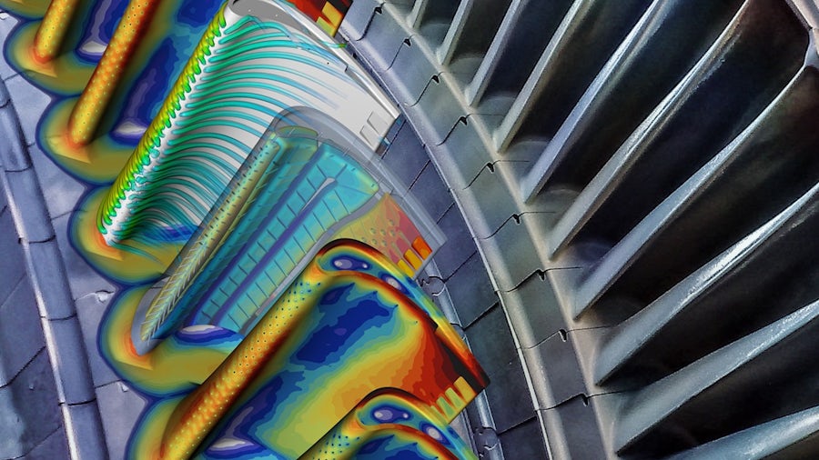 A digital twin simulation of an industrial machine component.