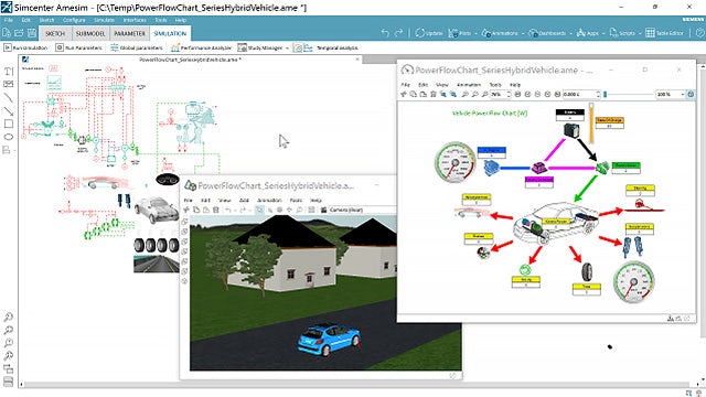 Visual of the Simcenter vehicle simulation software.
