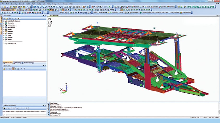 Based on surface models from Solid Edge, strength and load analyses are performed employing FEA using Simcenter Femap with Nastran.